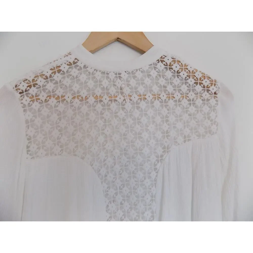 Free People Crochet Accent Eyelet Cutout Blouse size Small
